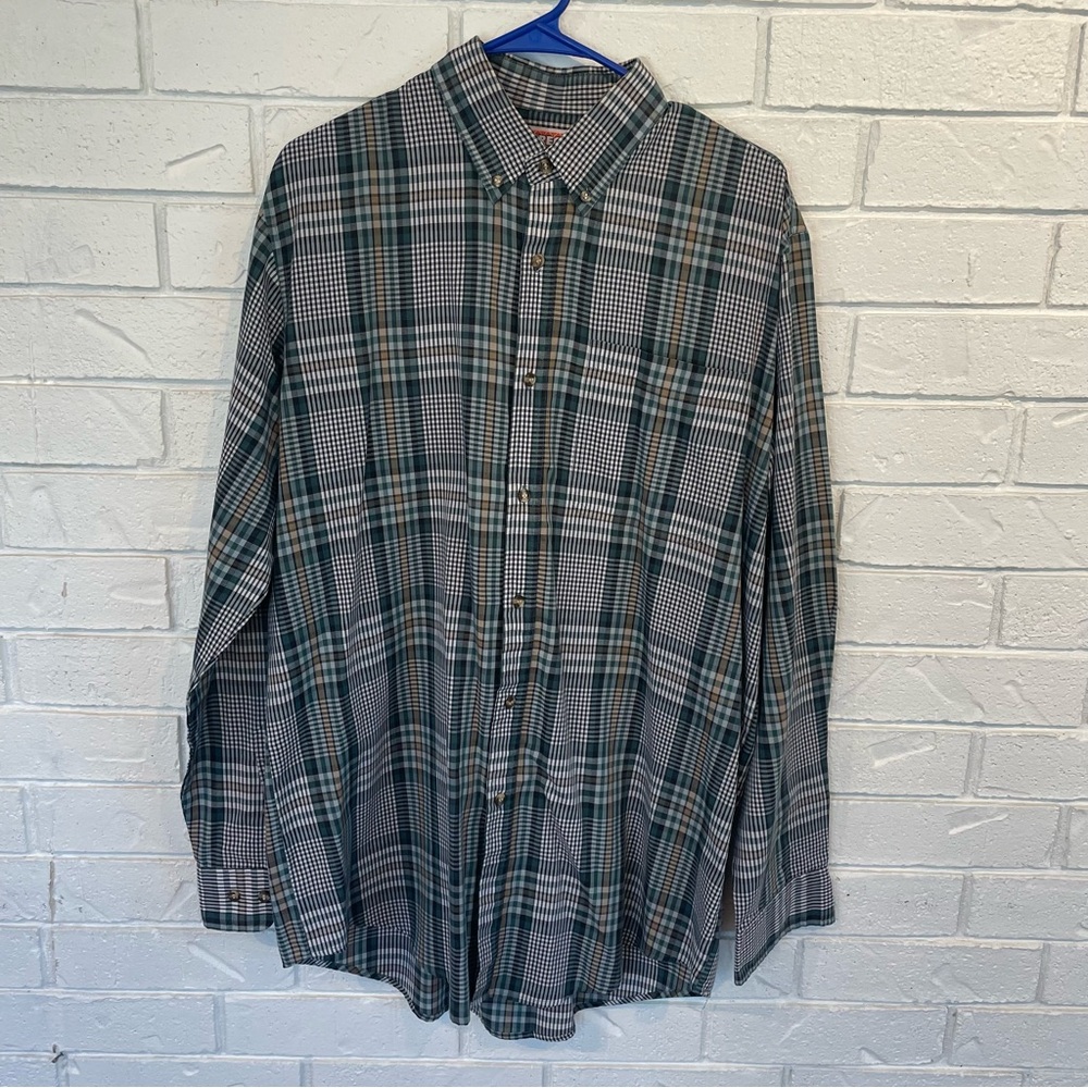 Vintage McGREGOR CLASSICS Green Plaid Button Up Shirt Men's XLT